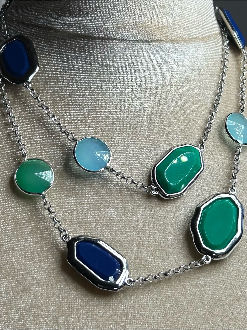Premier Designs Blue & Green Multi-Station Necklace